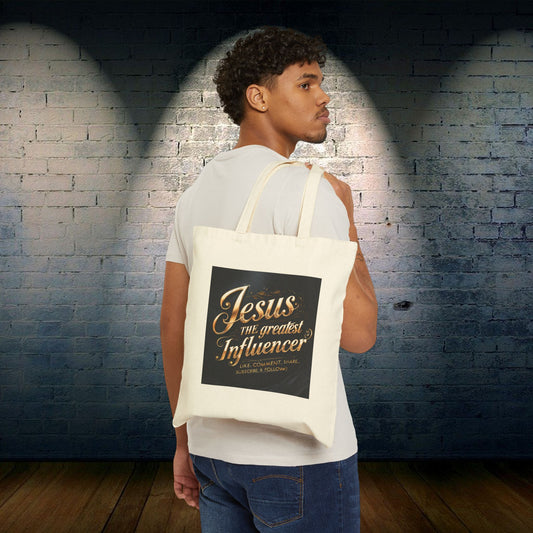 Cotton Canvas Tote Bag "Jesus The Greatest Influencer"