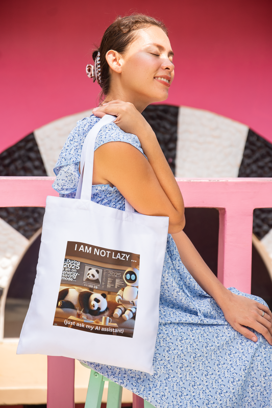 Cotton Canvas Tote Bag "2025: I'm On Energy Saving Mode (Just Ask My AI Assistant)"