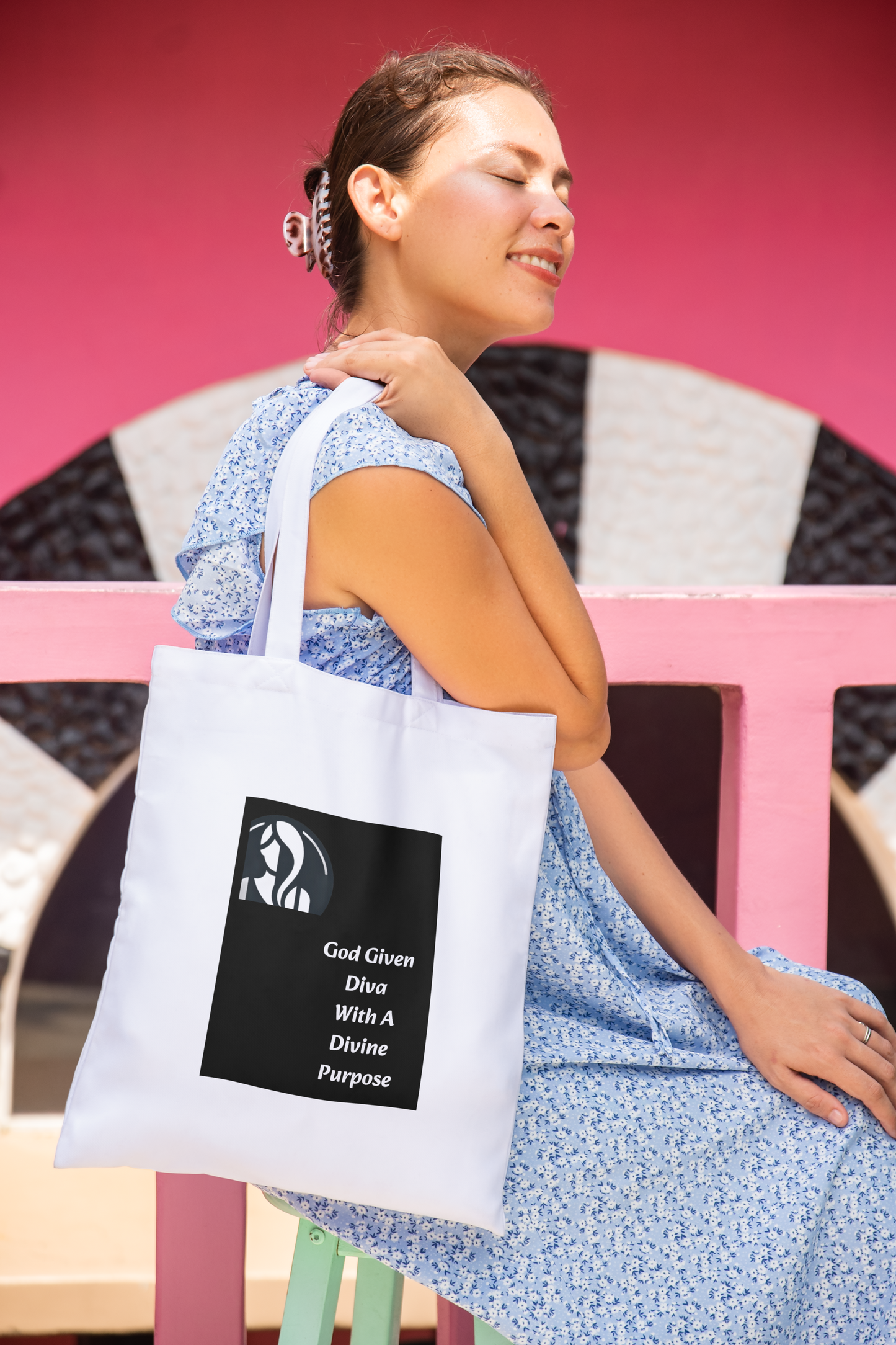 Cotton Canvas Tote Bag "God Given Diva With A Divine Purpose"