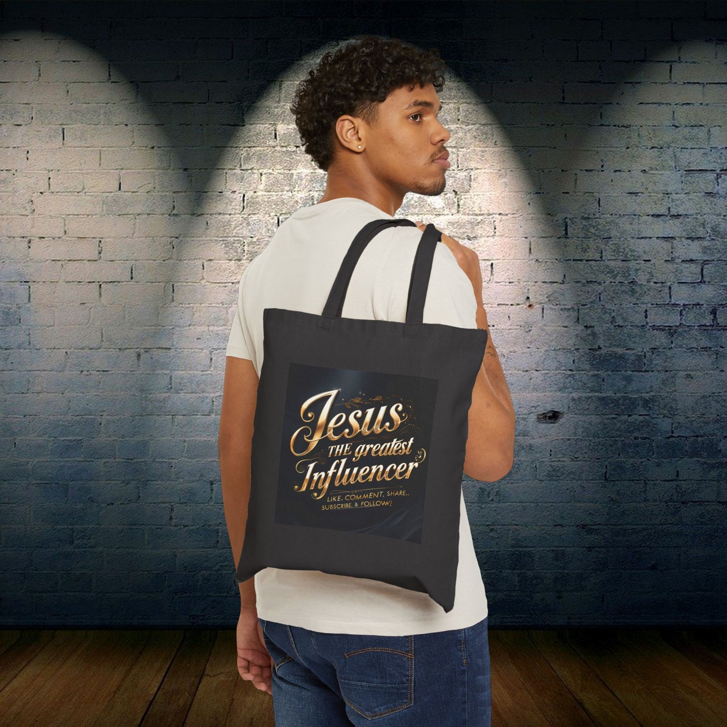 Cotton Canvas Tote Bag "Jesus The Greatest Influencer"