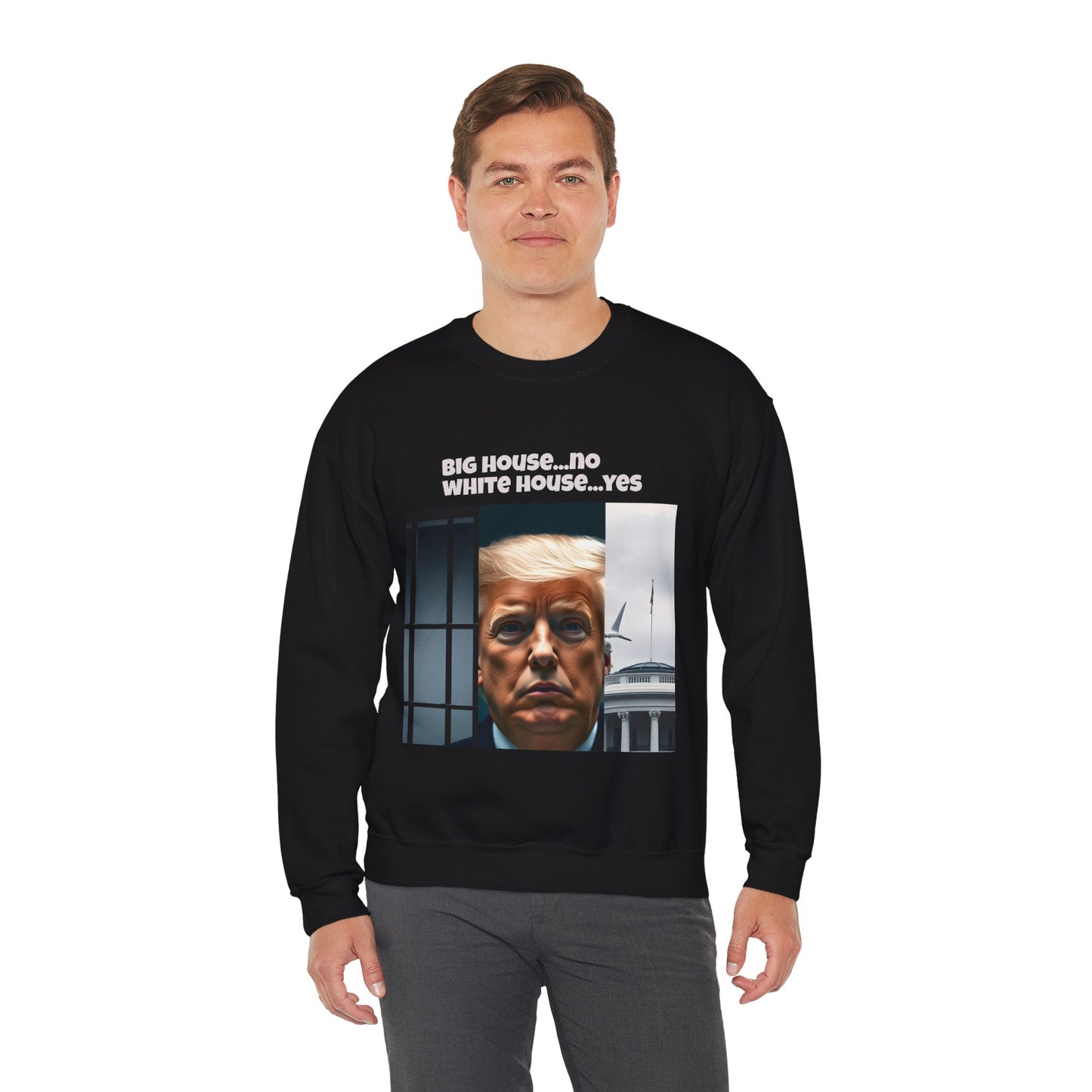 Unisex Heavy Blend™ Crewneck Sweatshirt "Big House vs. White House: The Donald Trump Dilemma"