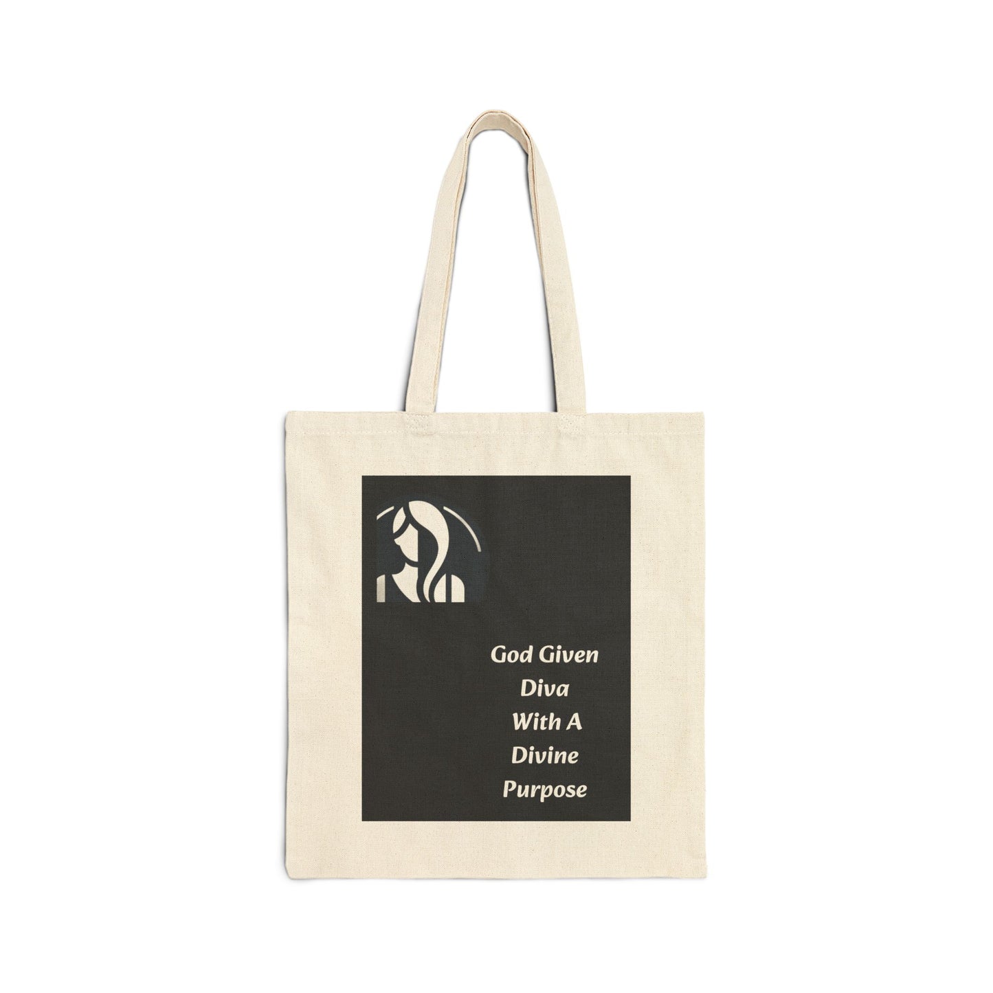 Cotton Canvas Tote Bag "God Given Diva With A Divine Purpose"