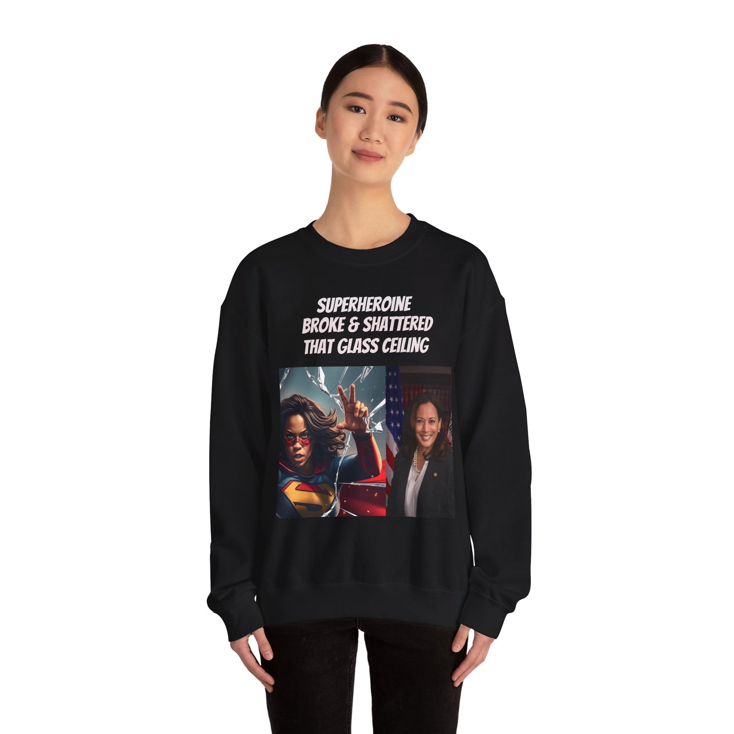 Unisex Heavy Blend™ Crewneck Sweatshirt " Kamala: Superheroine: Breaking Barriers"